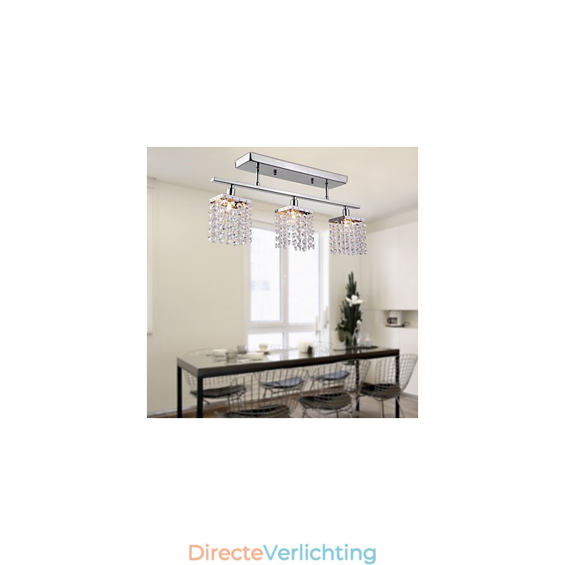 Lineaire kroonluchter eilandlamp kristal 3 lampen