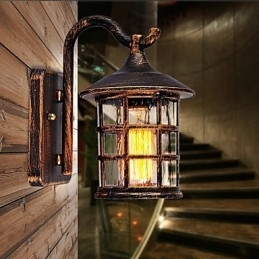 Antieke rustieke ijzeren waterdichte buitenwandlamp vintage lantaarn licht roestig matzwart gang gang wandlamp