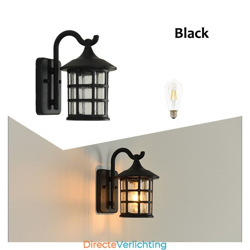 Antieke rustieke ijzeren waterdichte buitenwandlamp vintage lantaarn licht roestig matzwart gang gang wandlamp