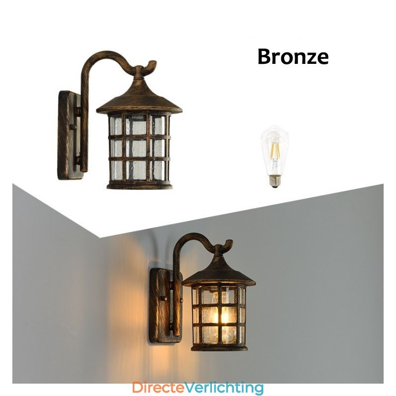 Antieke rustieke ijzeren waterdichte buitenwandlamp vintage lantaarn licht roestig matzwart gang gang wandlamp