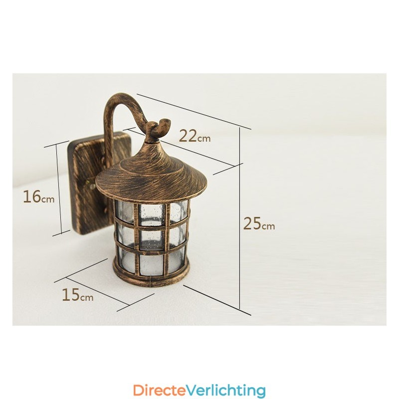 Antieke rustieke ijzeren waterdichte buitenwandlamp vintage lantaarn licht roestig matzwart gang gang wandlamp