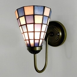 15CM Hedendaagse en gecontracteerde glas-in-loodlamp Wandlamp Inn Blauwe en witte vierkante lichten