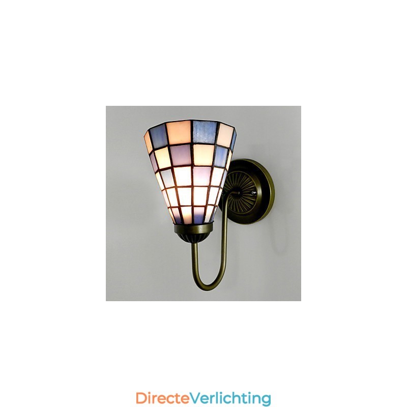 15CM Hedendaagse en gecontracteerde glas-in-loodlamp Wandlamp Inn Blauwe en witte vierkante lichten