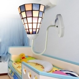 15CM Hedendaagse en gecontracteerde glas-in-loodlamp Wandlamp Inn Blauwe en witte vierkante lichten