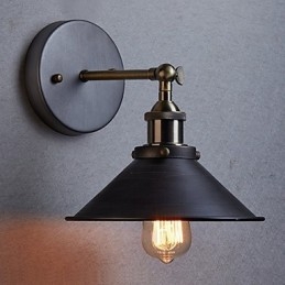 Industriële Vintage Edison Simplicity 1-lichts wandlamp Eetkamer Studeerkamer Kantoor Gang Metalen wandlamp