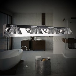 Moderne wandlamp met glazen kap 4 lampen spiegelfront