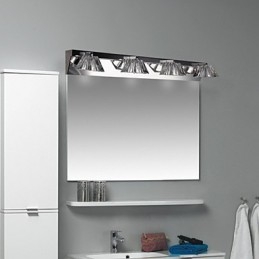 Moderne wandlamp met glazen kap 4 lampen spiegelfront