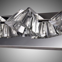 Moderne wandlamp met glazen kap 4 lampen spiegelfront