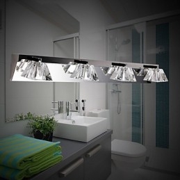 Moderne wandlamp met glazen kap 4 lampen spiegelfront