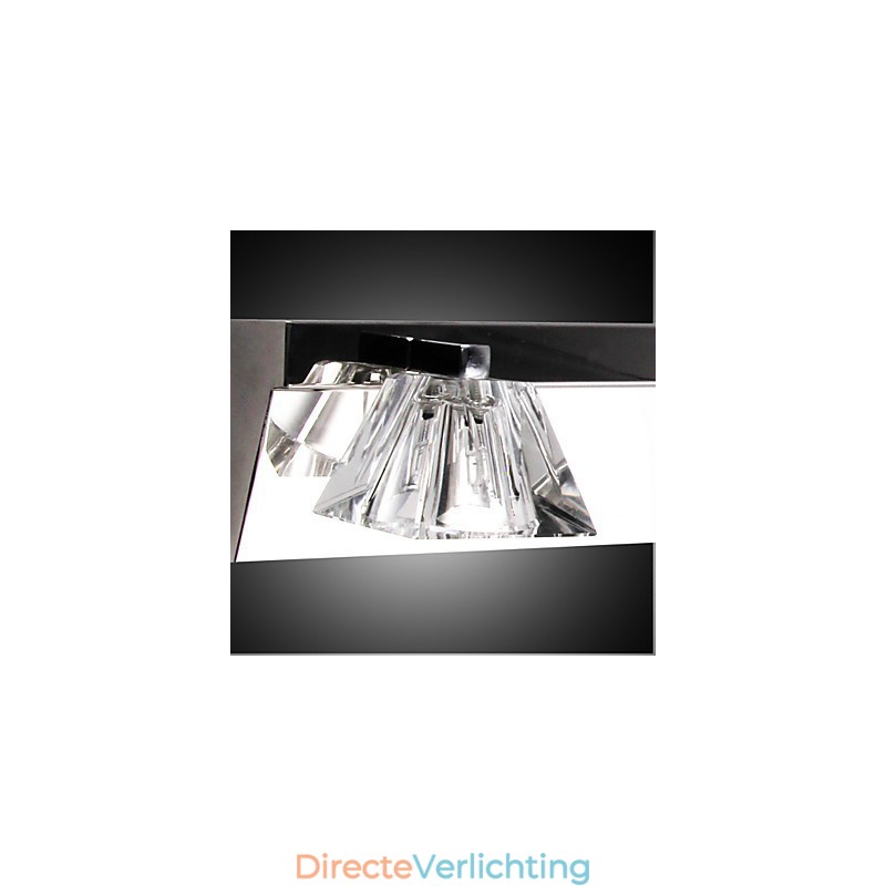 Moderne wandlamp met glazen kap 4 lampen spiegelfront