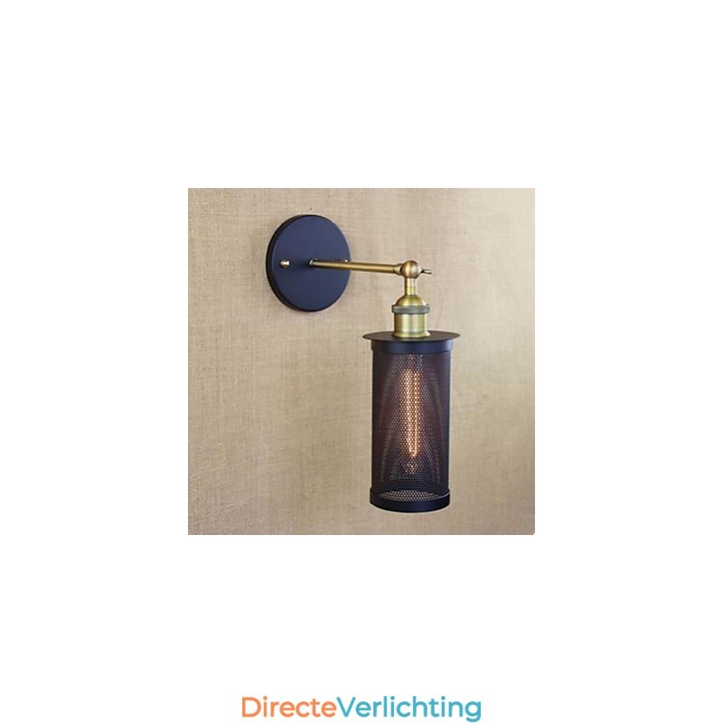 Wandlamp Smeedijzer Met IJzeren Net