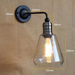 Transparante glazen wandlamp in mediterrane Amerikaanse landelijke stijl