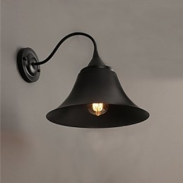 Designer Duds Loft Style Oude Zwarte IJzeren Kap Wandlamp