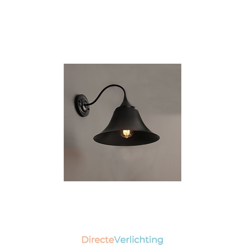 Designer Duds Loft Style Oude Zwarte IJzeren Kap Wandlamp