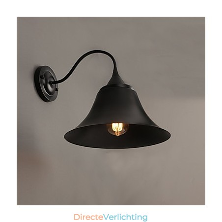 Designer Duds Loft Style Oude Zwarte IJzeren Kap Wandlamp Designer Duds Loft Style Oude Zwarte IJzeren Kap Wandlamp