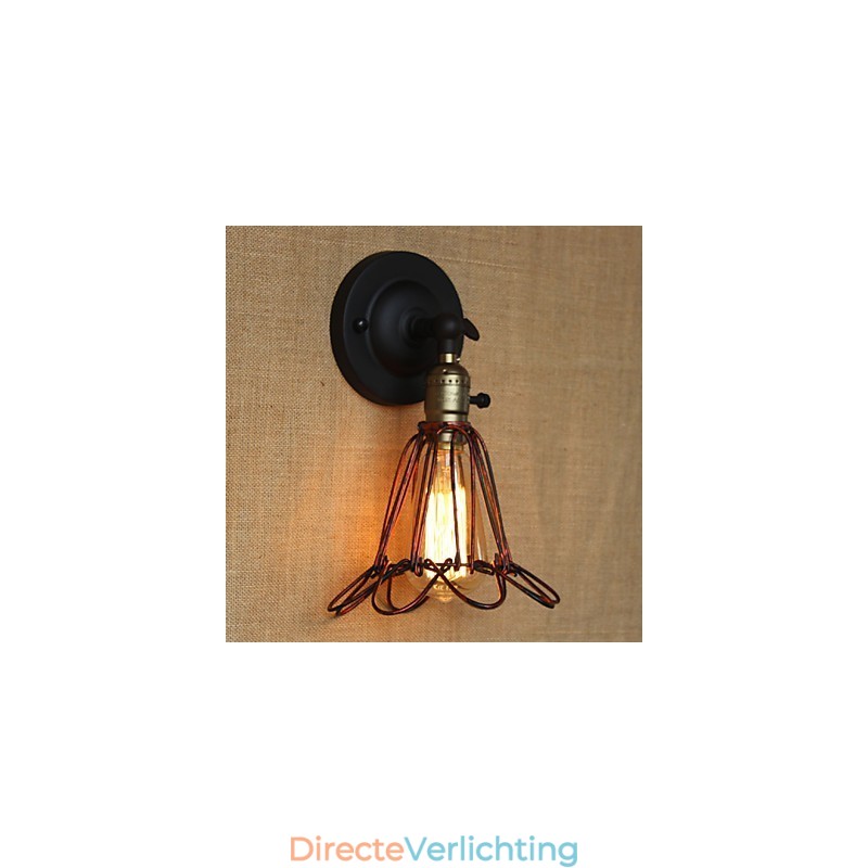 Amerikaanse industriële stijl hek ijzeren net rode bronzen decoratieve wandlamp
