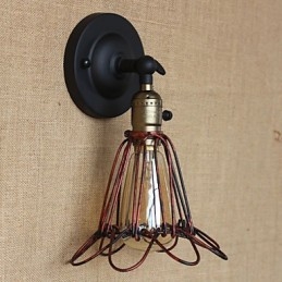 Amerikaanse industriële stijl hek ijzeren net rode bronzen decoratieve wandlamp