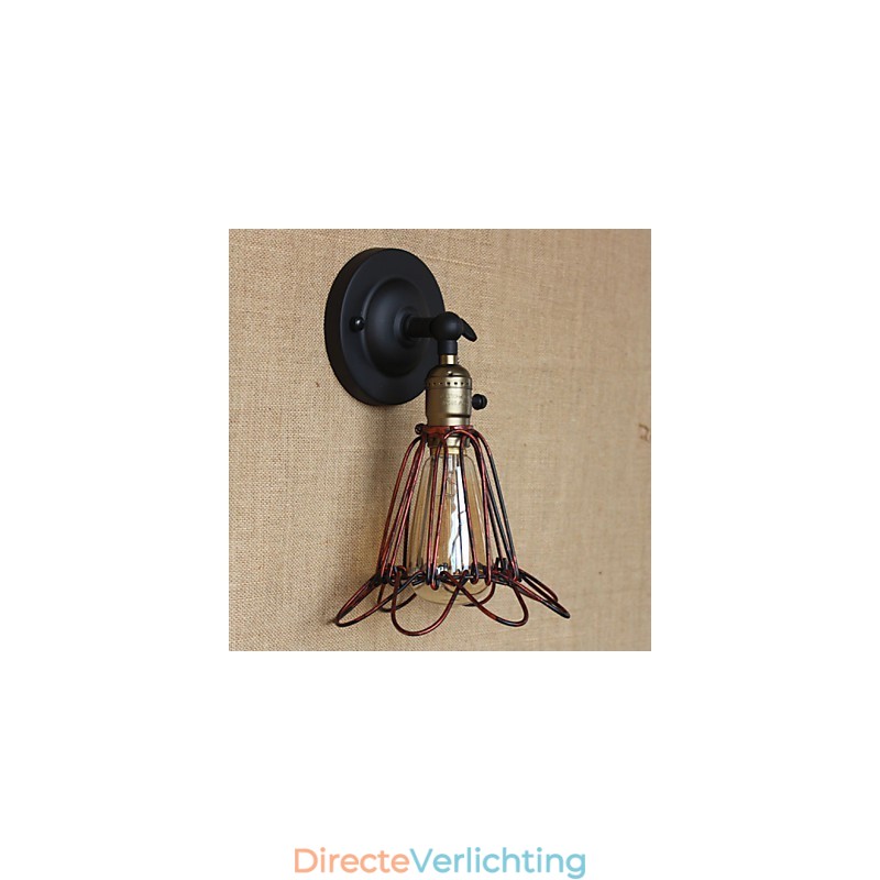 Amerikaanse industriële stijl hek ijzeren net rode bronzen decoratieve wandlamp