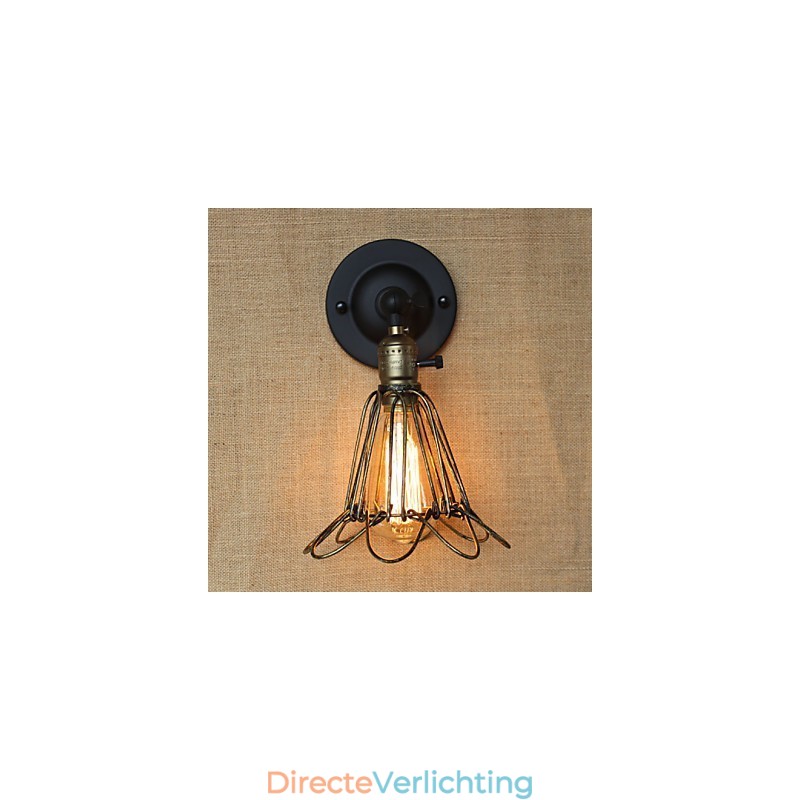 Amerikaanse industriële stijl hek ijzeren gaas bronzen decoratieve wandlamp