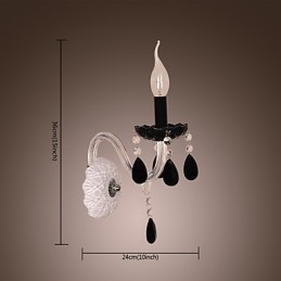 Zwarte kristallen wandlamp met kaarslamp