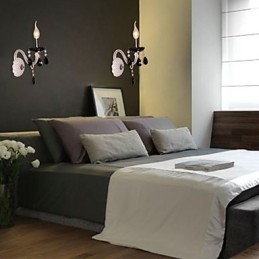 Zwarte kristallen wandlamp met kaarslamp