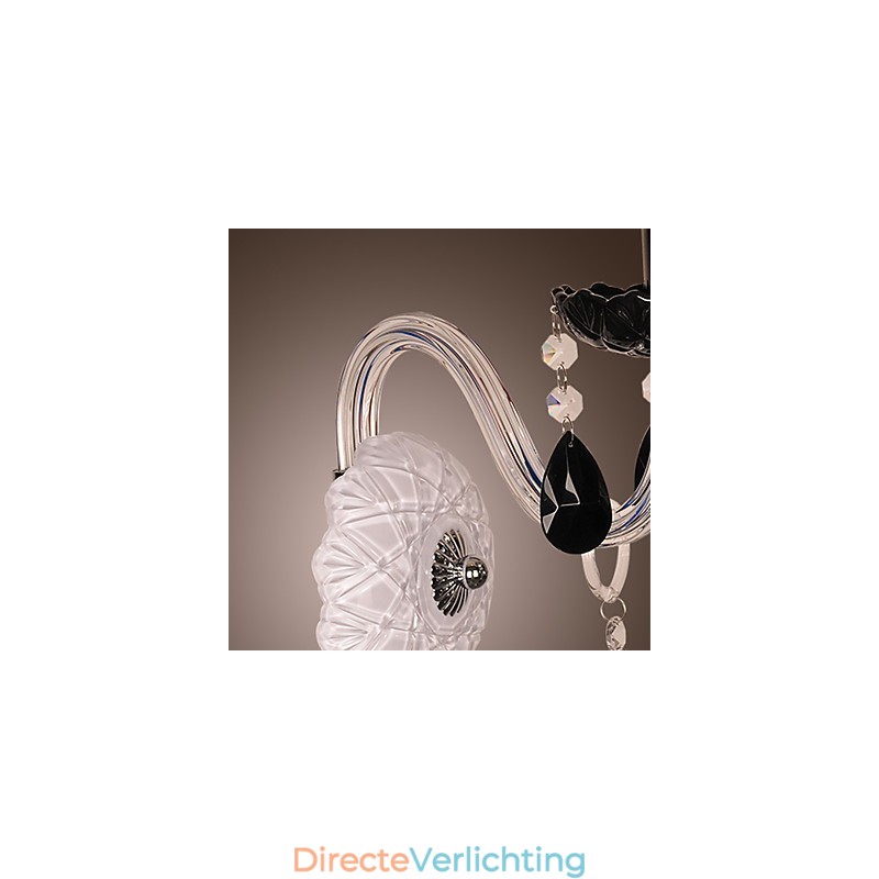 Zwarte kristallen wandlamp met kaarslamp