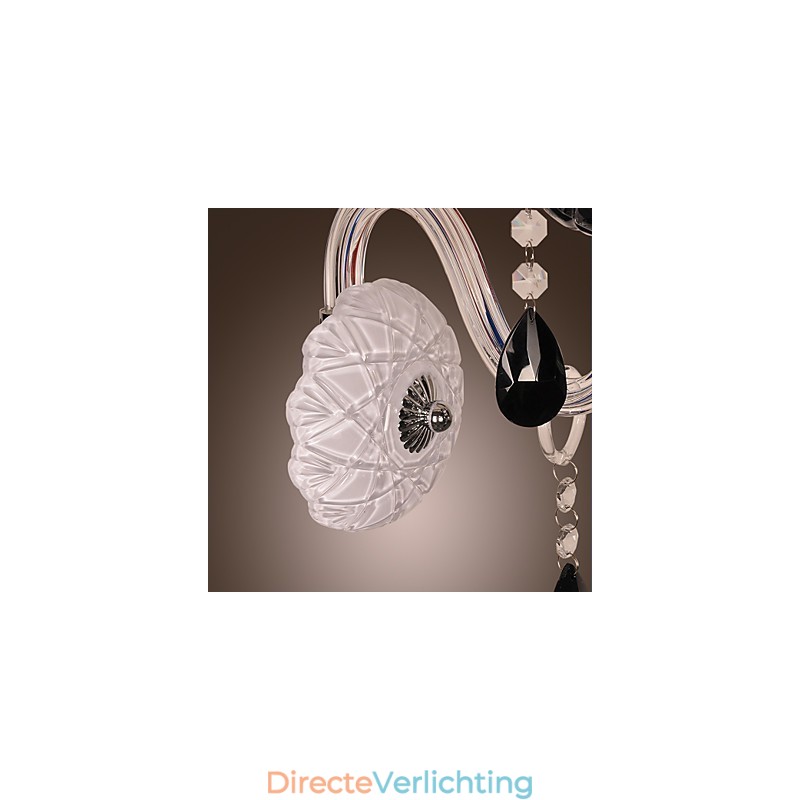 Zwarte kristallen wandlamp met kaarslamp