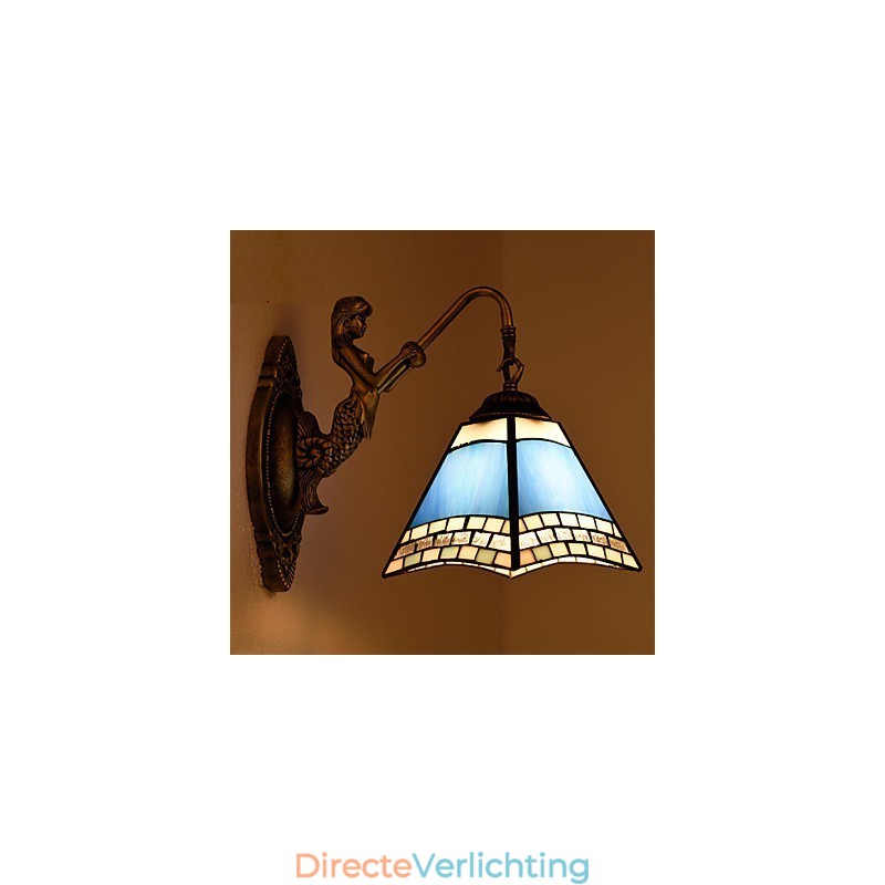 Europees Mediterrane Gecontracteerde Landelijke Creatieve Smeedijzeren Wandlamp Glazen Verlichting