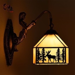 Kersthert Europees gecontracteerd landelijk creatief smeedijzeren wandlamp glazen lampen