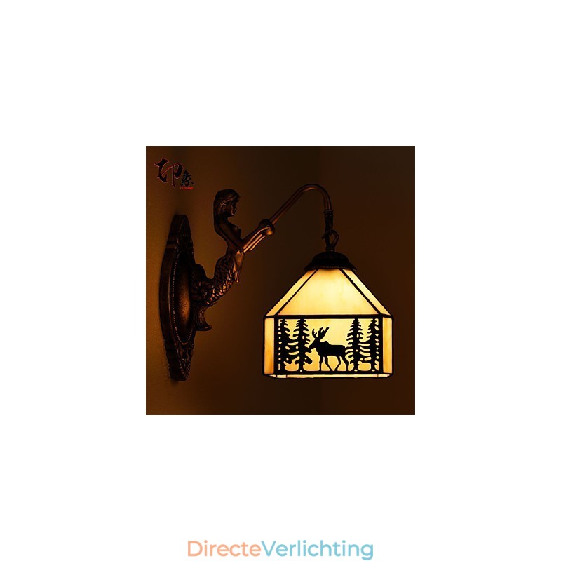 Kersthert Europees gecontracteerd landelijk creatief smeedijzeren wandlamp glazen lampen