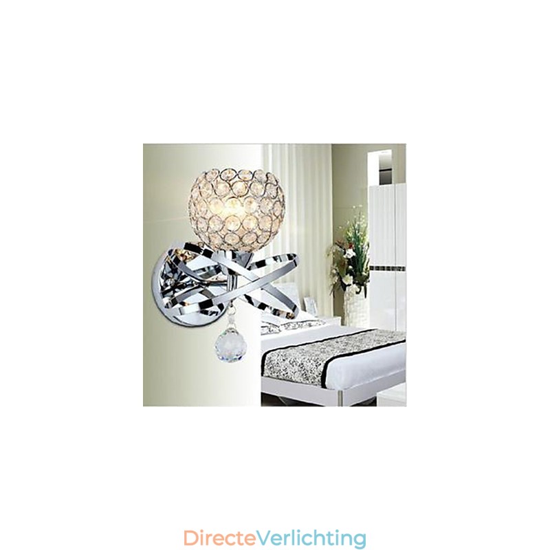 Enkele kop kristallen wandlamp