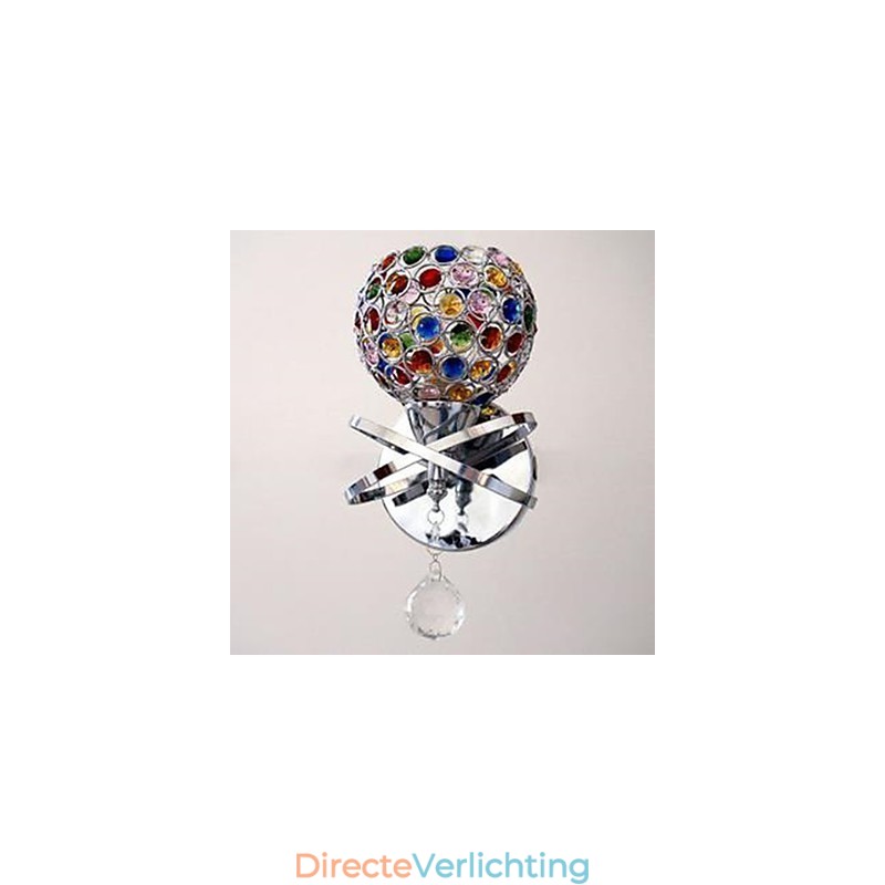 Enkele kop kristallen wandlamp