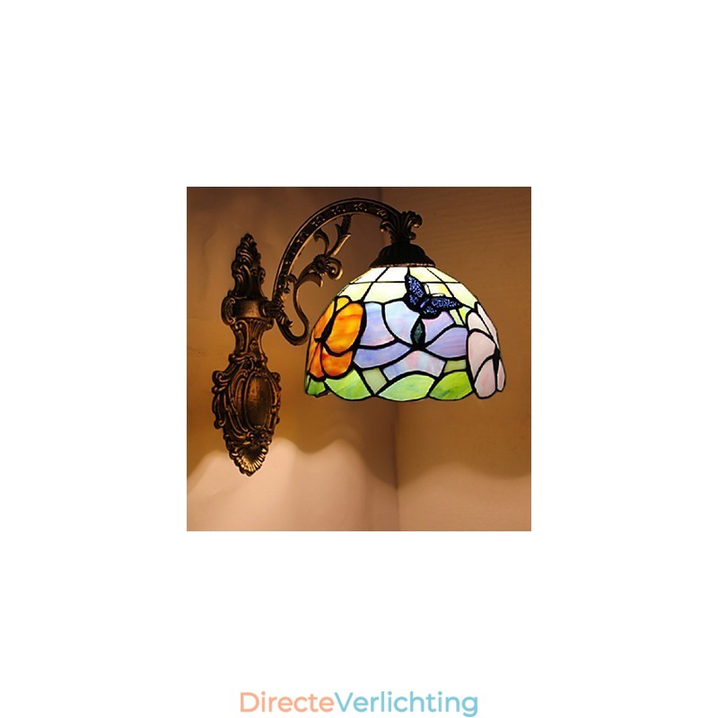 Europees Mediterrane Gecontracteerde Landelijke Creatieve Smeedijzeren Wandlamp Glazen Verlichting