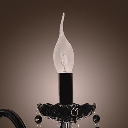 Zwarte kristallen wandlamp met kaarslamp