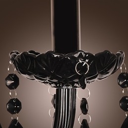 Zwarte kristallen wandlamp met kaarslamp