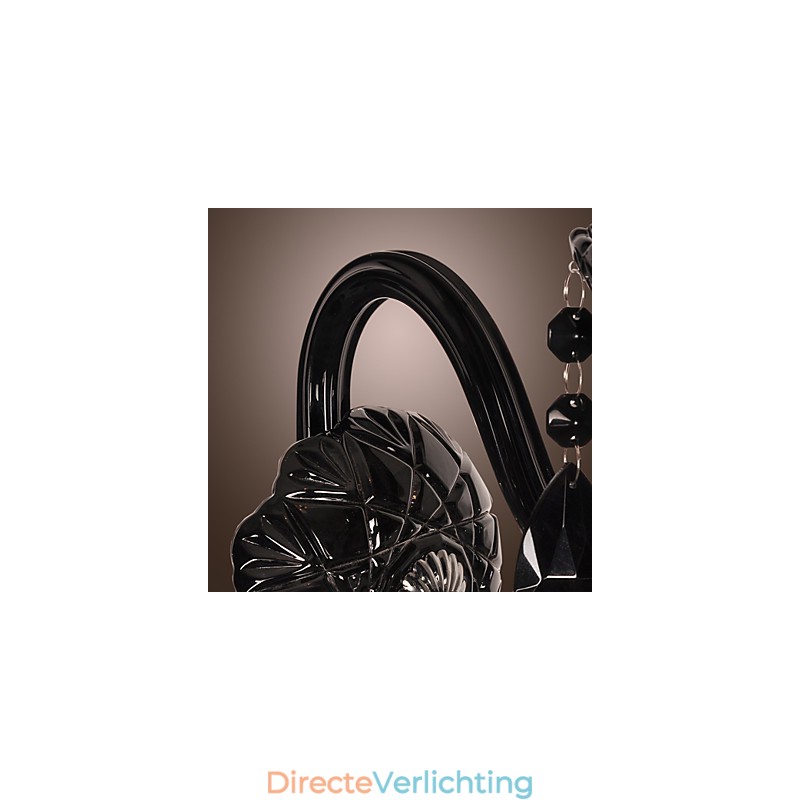 Zwarte kristallen wandlamp met kaarslamp