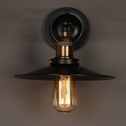 Creatieve Nordic Light enkele kop zwarte paraplu wandlamp herstelt oude manieren licht