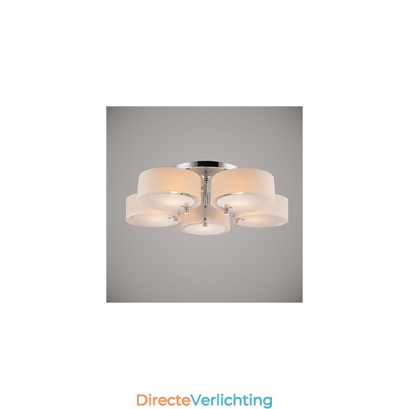 Moderne, eigentijdse plafondlamp met 5 lampen van metaal