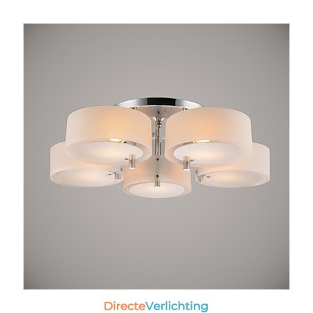 Moderne, eigentijdse plafondlamp met 5 lampen van metaal Moderne, eigentijdse plafondlamp met 5 lampen van metaal