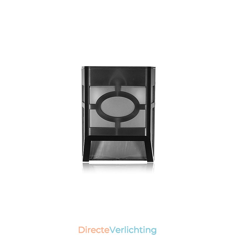 Warme gele zonne-energie wandlamp met 2 lantaarns voor op het dek