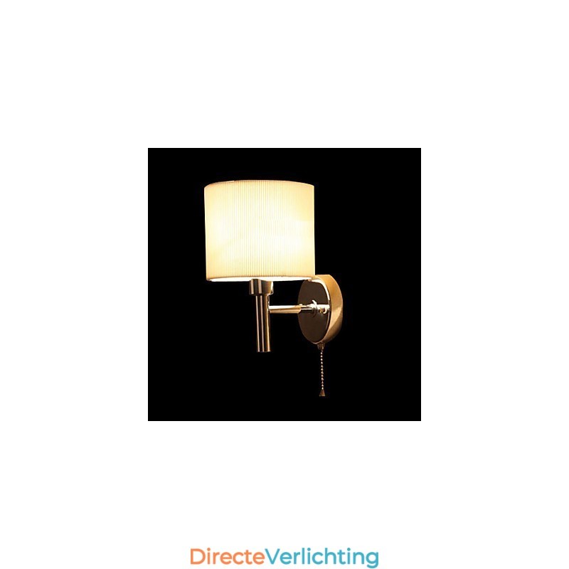 Stijlvolle wandlamp van metaal en stof met 1 lamp in witte cilinder