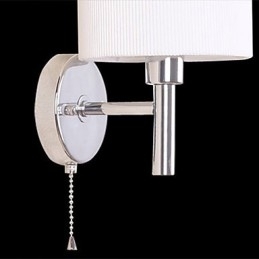 Stijlvolle wandlamp van metaal en stof met 1 lamp in witte cilinder