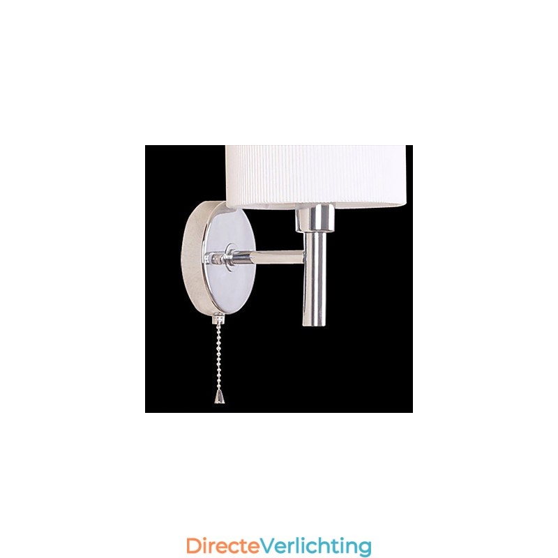 Stijlvolle wandlamp van metaal en stof met 1 lamp in witte cilinder