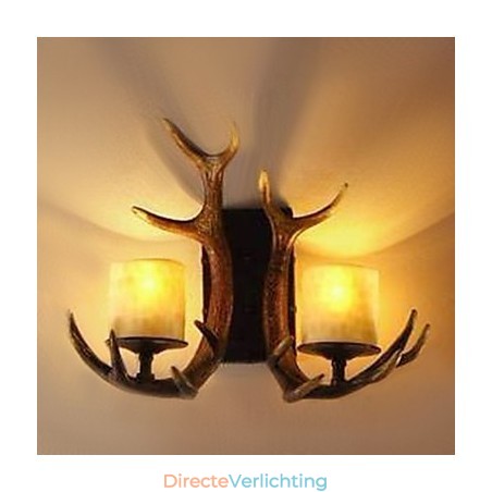 Wandlamp met 2 lampen in gewei-functie Wandlamp met 2 lampen in gewei-functie