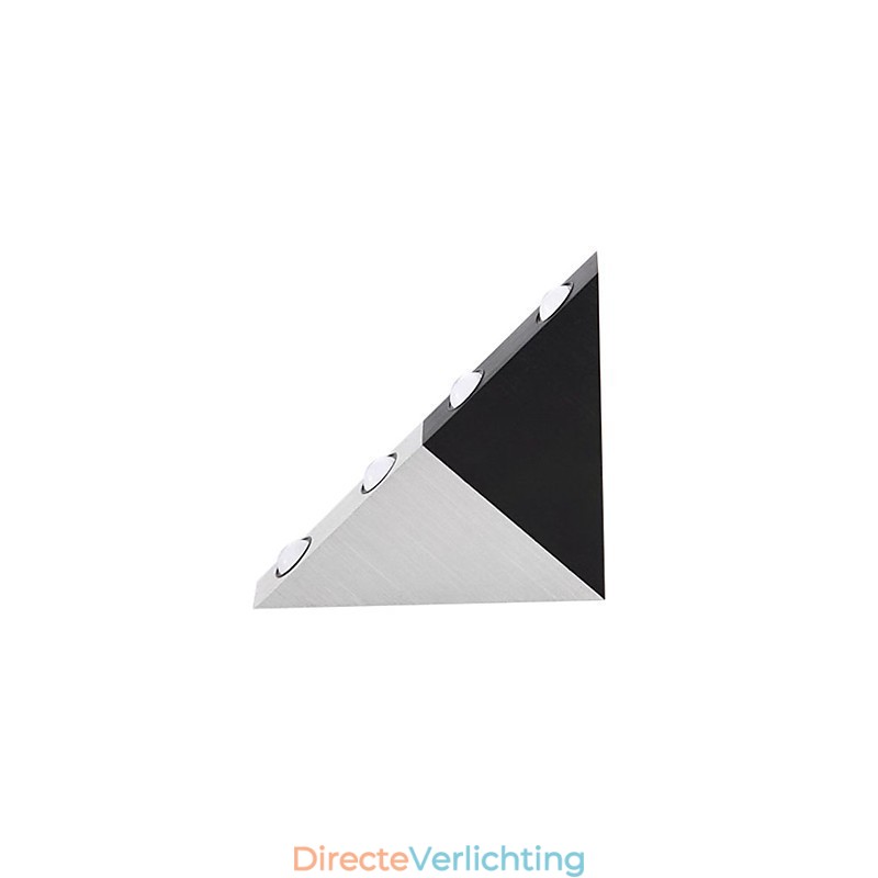 Moderne wandlamp met zwart en zilverkleurig chique driehoekig design