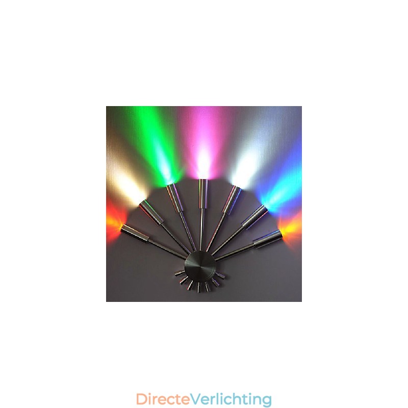 Moderne wandlamp met strooilicht, waaiervormig, 7 metalen stokjes, chique stijl