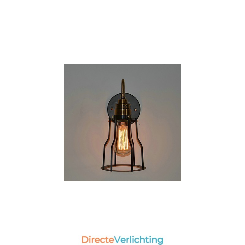 Minimalistische artistieke wandlamp met zwarte metalen skeletkap