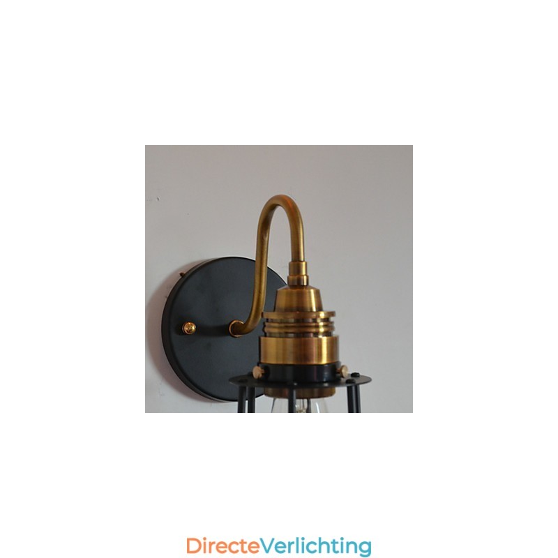 Minimalistische artistieke wandlamp met zwarte metalen skeletkap