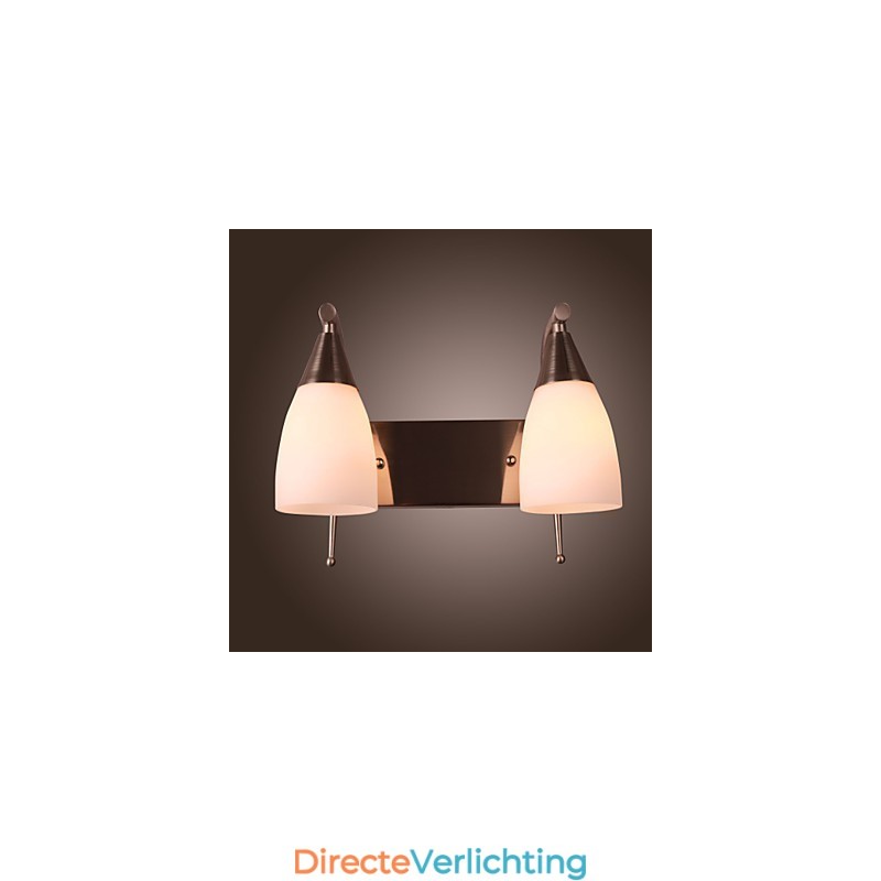 2-lichts wandlamp in witte kap