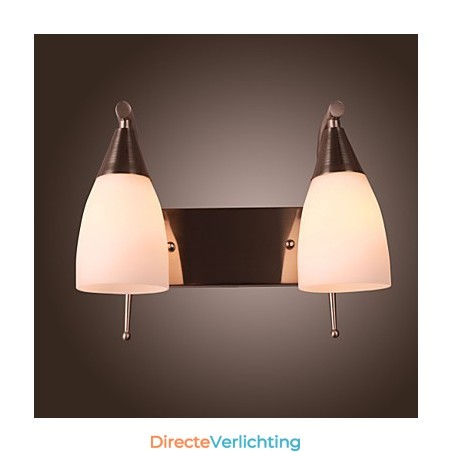 2-lichts wandlamp in witte kap 2-lichts wandlamp in witte kap